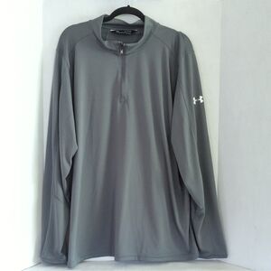 Under Armour Loose Heat Gear Gray Collared 1/4 Zip  Pullover Top Size 3XL
